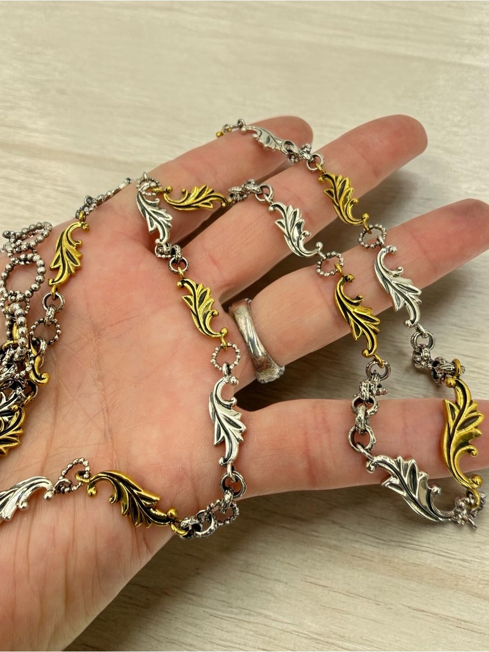 Echo of the Dreamer Acanthus Sterling Bronze 26-28” Necklace Artisan Designer - Picture 8 of 17